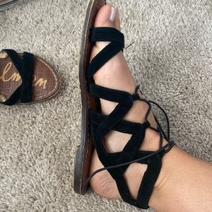 Sam Edelman Black Faux Suede Gladiator Sandals